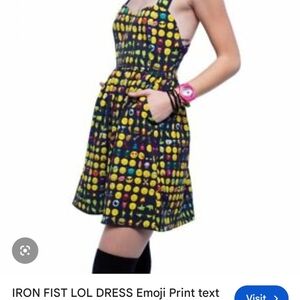 Emoji Print Sundress in Black and Yellow